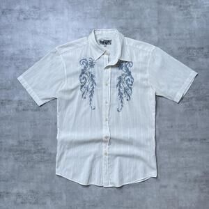 Y2K Franky Max 00s Affliction style White Button Up Shirt